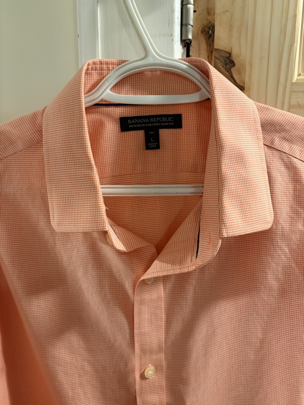 Banana Republic L(Tall) Men's Light Peach Long-Sleeve Dress Shirt - Picture 3 of 14